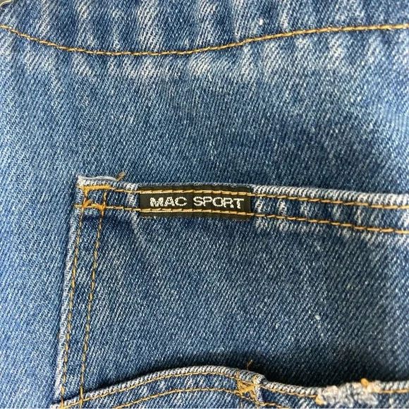 Mac Sport Overall Bib Carpenter Jeans Mens XL Denim Made in Hong Kong